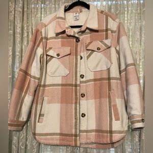 Oversized pink and tan plaid Medium shacket